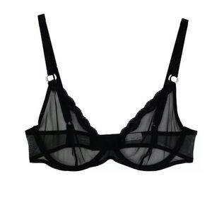34B “fleur du mal” Sheer Tulle Demi Bra in Black with Playful.🖤 •Great C